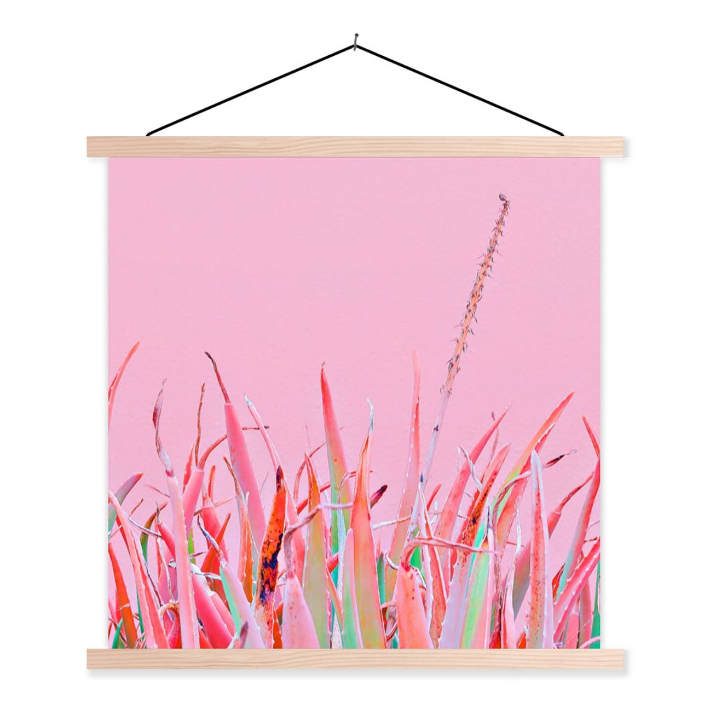 MuchoWow Textilposter Sommer - Pflanzen - Pastell 60x60 cm mit holzfarbenen Rahmen - Wanddekoration