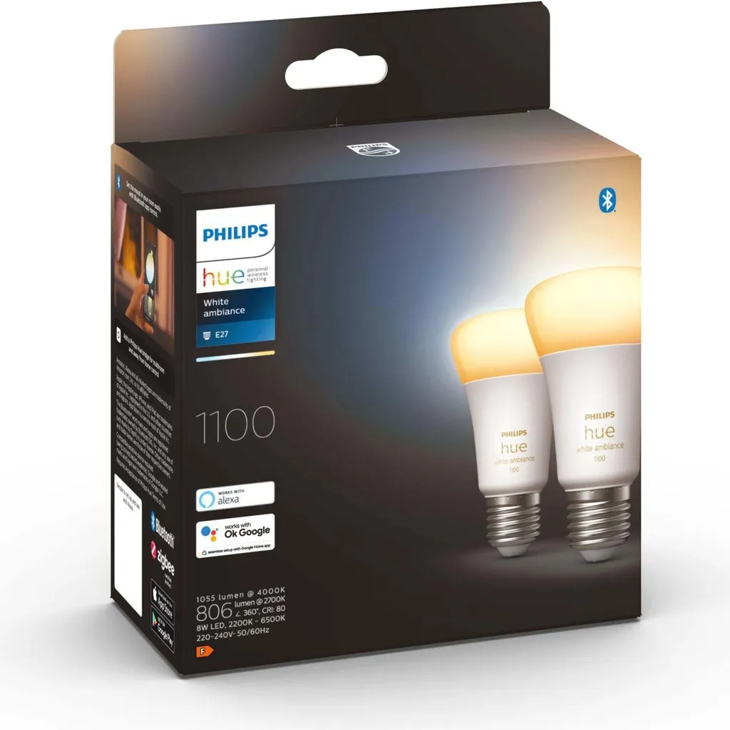 Solution Éclairage Connecté E27 Philips Hue - Pack 2 Ampoules 1100 Lm - 16