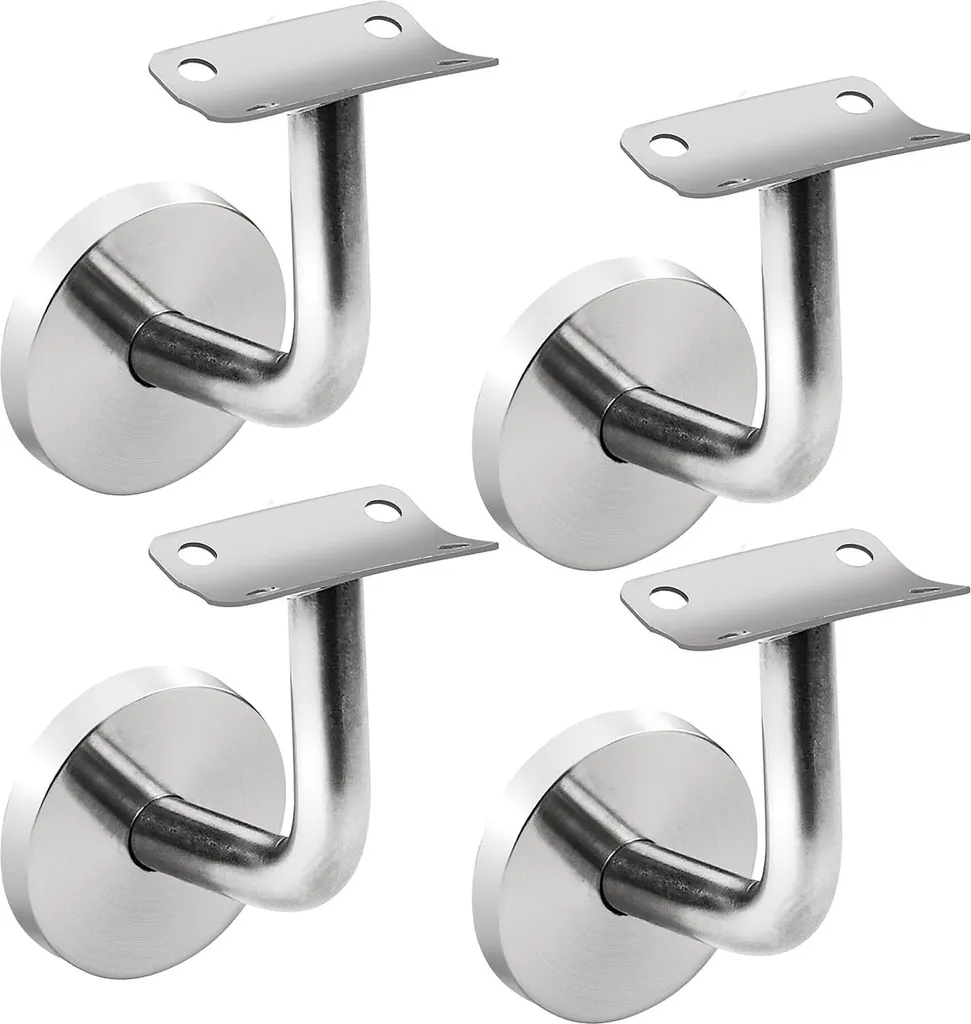 Fixation murale pour main courante bois - Support escalier inox x4