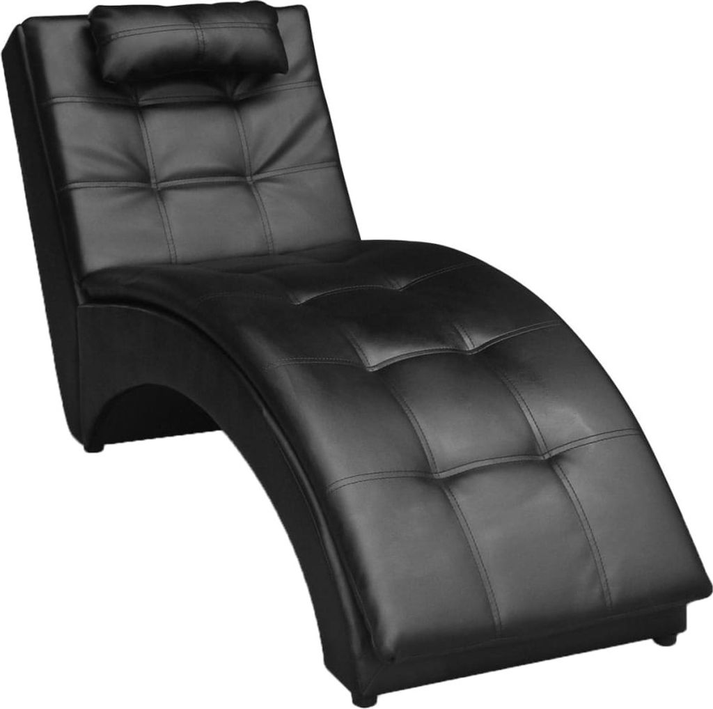 "2026 Promotion" Chaiselongue mit Kissen Schwarz Kunstleder - Recamieren CC2253