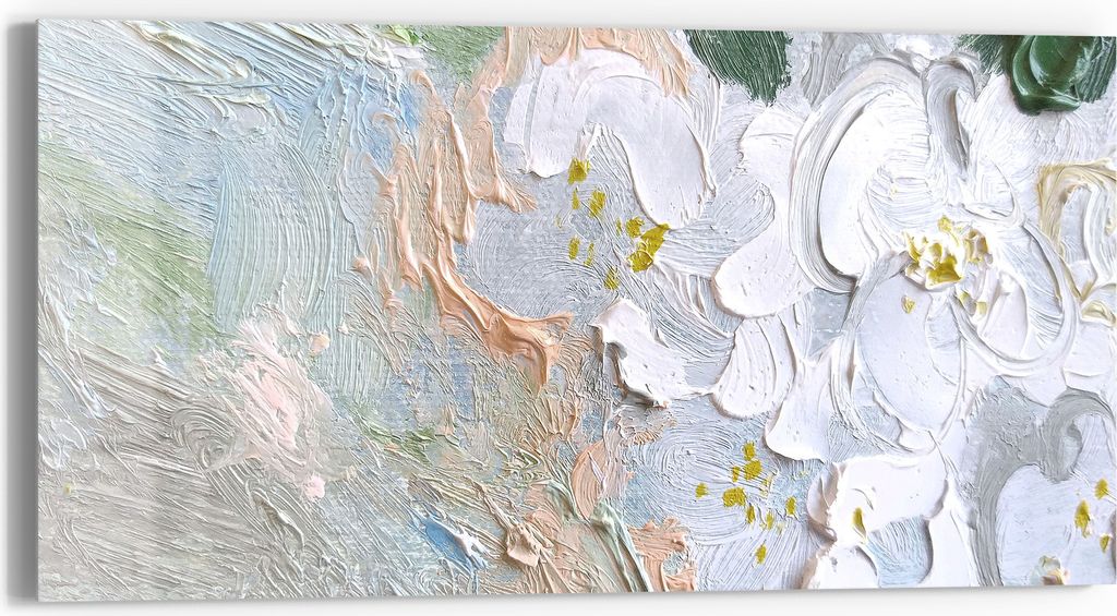 DEQORI Glasbild Echtglas 60x30 cm 'Pastellblütenmeer' Wandbild Bild modern Deko