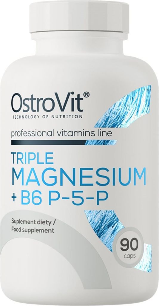 OstroVit Triple Magnesium + B6 P-5-P (90 Caps) Unflavoured - Vitamine, Mineralien & Gesundheit - Vitamine & Mineralien-Komplex