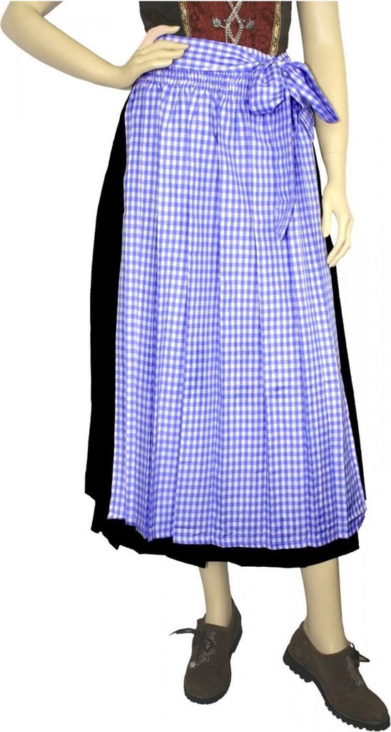 Lange Dirndlschürze Trachtenschürze schürze lang Dirndl Dirndel Blau, Größe:34