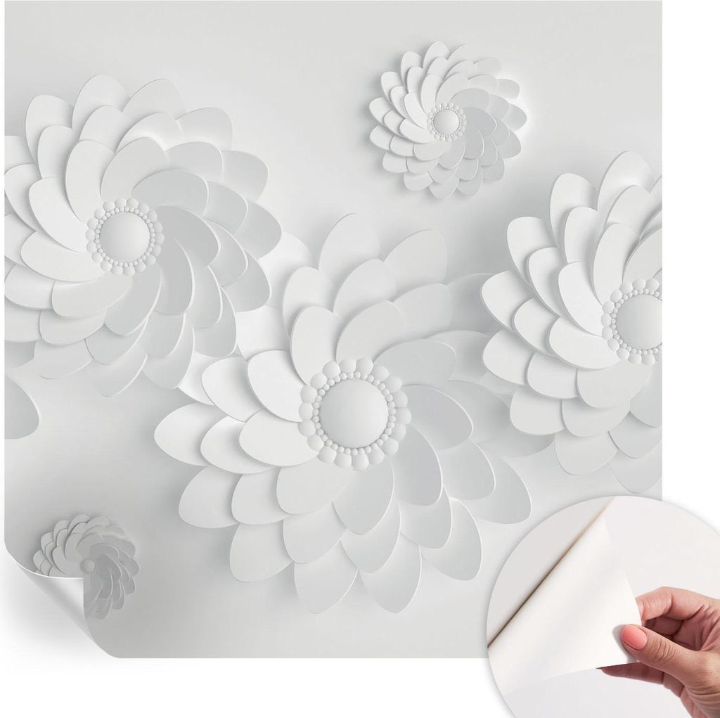Selbstklebende Wandtapete - Dekorative Tapete für Wohnzimmer - Klebefolie für Wandbilder - Tapetenfolie für Wanddekoration - 250x250 cm - Floral...
