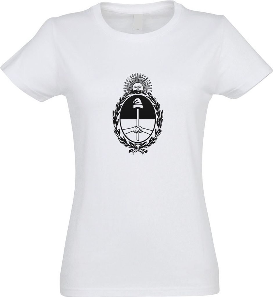 Kiwistar - T-Shirt tailliert - Damen - Weiss - Argentinien Wappen - mit Motiv Bedruckt - Funshirt Design - Sport - Freizeit - Damen - XL
