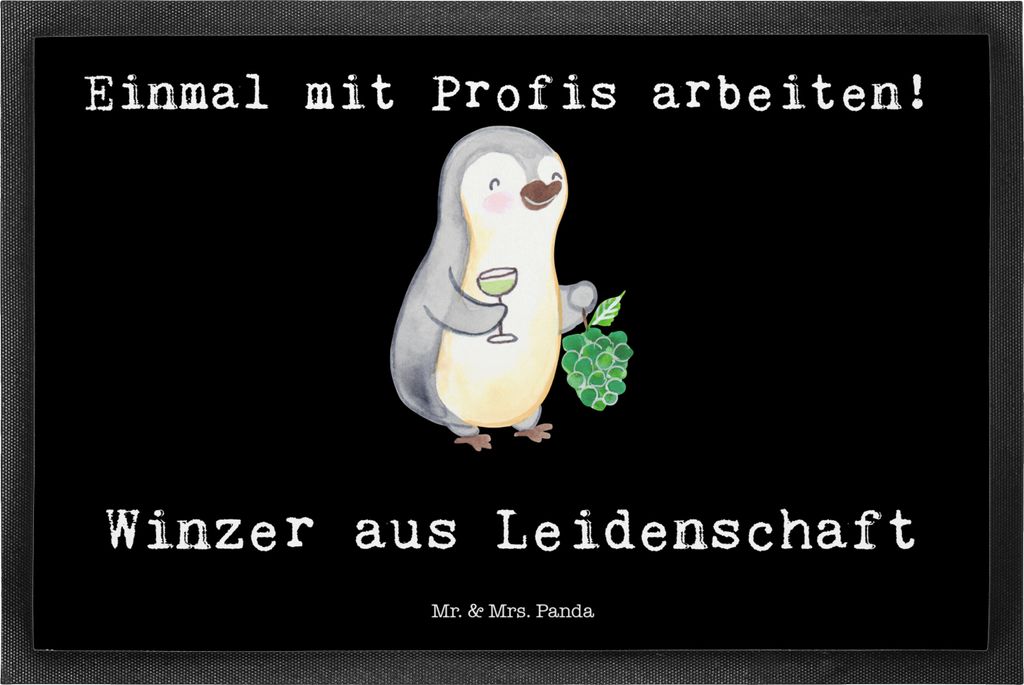 Mr. & Mrs. Panda Schmutzmatte Winzer Leidenschaft 50 x 75 cm - Schwarz - Geschenk, fußmatte, Gummi-Fußmatte, Schmutzfangmatte, Bodenvorleger, tep...