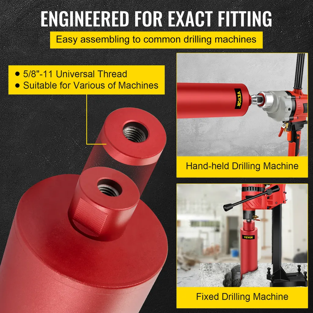 VEVOR carotatrice diamantata a secco diametro 101 mm, carotatrice diamantata lunghezza totale 400 mm, carotatrice professionale diamantata e in lega di alluminio lunghezza di lavoro 355 mm, carotatrice e trapano manuale - 4