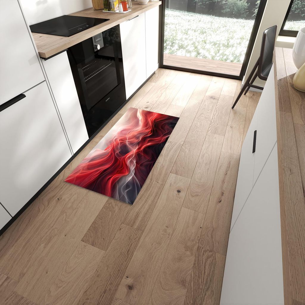 Küchenteppich 60x120cm rutschfest & abwischbar PVC Läufer - Abstrakte & Wellen