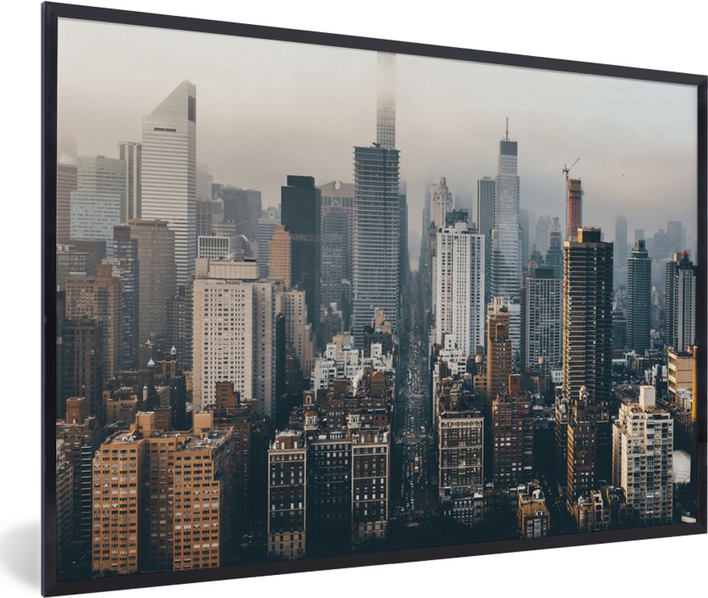 MuchoWow MuchoWow Gerahmtes Poster Skyline von New York 30x20 cm - Poster mit zchwarzem Bilderrahmen - Kunstdruck - Bild-Poster