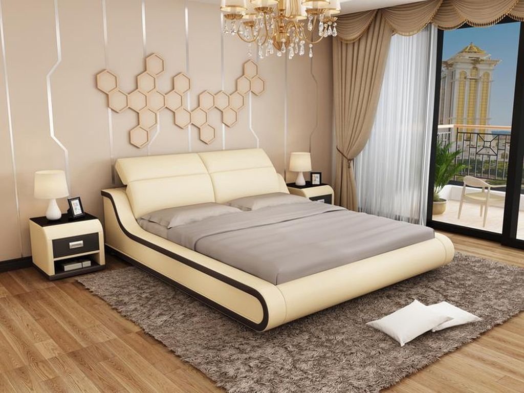 Bett mit USB Polsterbett Luxusbett Doppelbett Ehebett Betten 140/160/180 LB8835