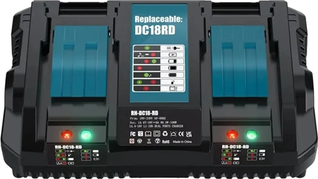 DC18RC Caricabatterie per batterie agli ioni di litio, carica rapida da 6A, display a LED, 6a EU