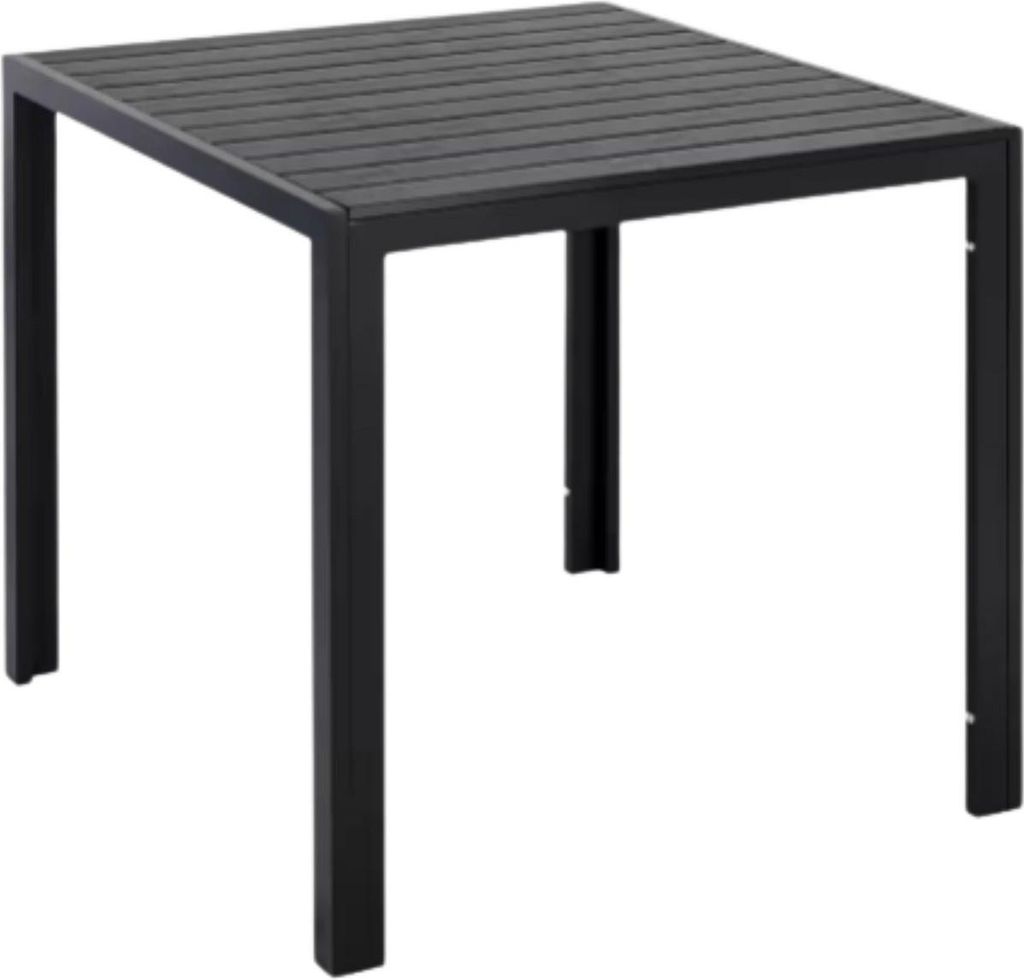 Gartentisch Aluminium 75x75x72cm – Schwarz – WPC Tischplatte – Bistro- & Eettafel – Wetter- & Hitzebeständig – Für Garten, Terrasse & B...