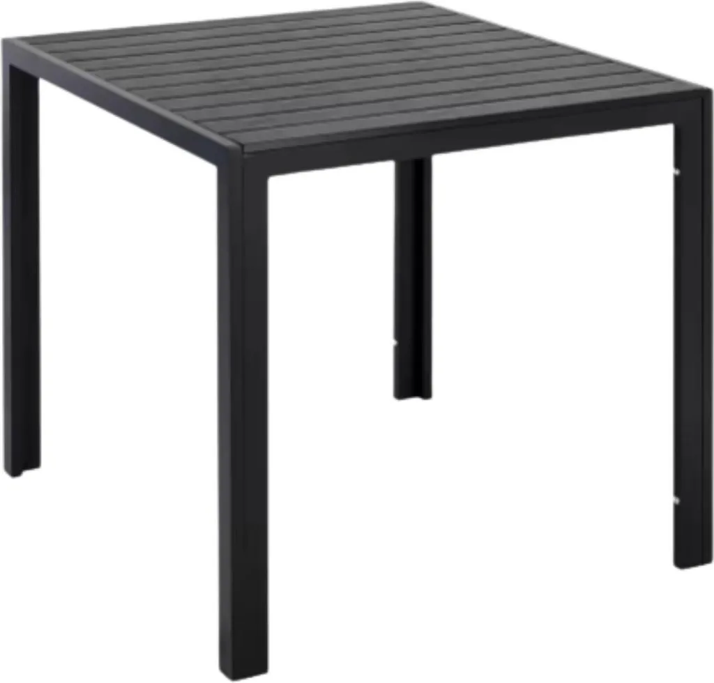 Table de jardin aluminium 75x75x72cm Noir avec plateau en WPC robuste