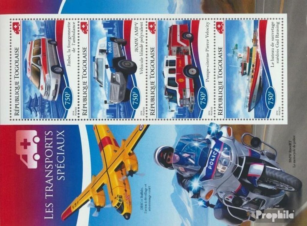Briefmarken Togo 2014 Mi 6456-6459 Kleinbogen (kompl. Ausgabe) postfrisch Sondertransport