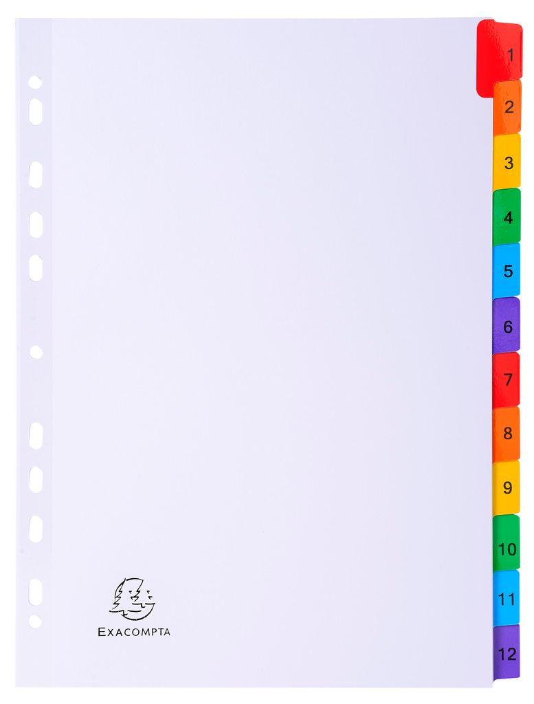 EXACOMPTA 1112E Cartelle di cartone EXACOMPTA 1-12, DIN A4, Immagine del prodotto 
