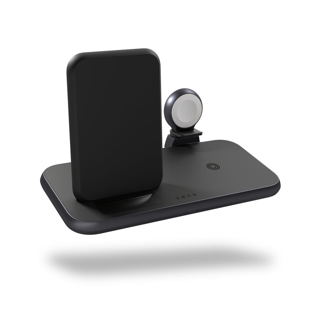 Zens Aluminium Series 4 in 1 - Kabelloses Ladegerät + AC-Netzteil - 45 Watt - Apple Fast Charge, FC (USB) - auf Kabel: USB-C - Schwarz