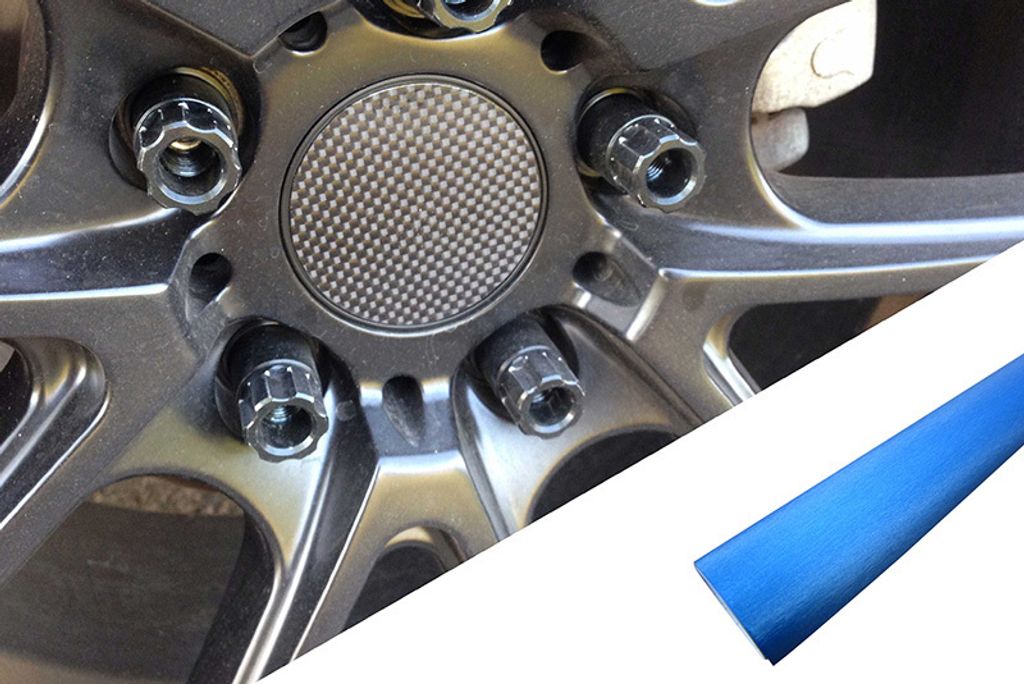 4x Alufelgen Felgen Naben Deckel Design Wrap Folie Alu Blau für viele Fahrzeuge