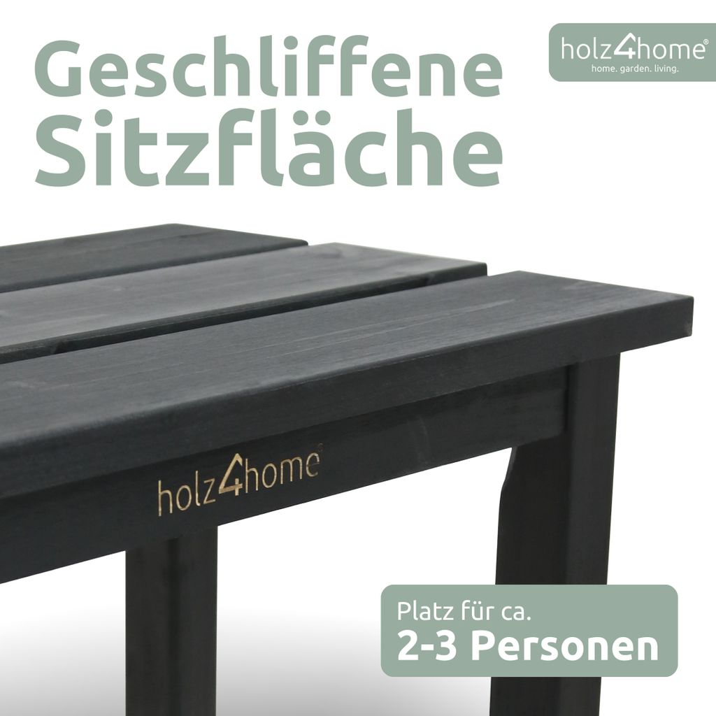 holz4home® Gartenbank Holzbank Schwarz I Kleine Bank ohne Produktbild 4