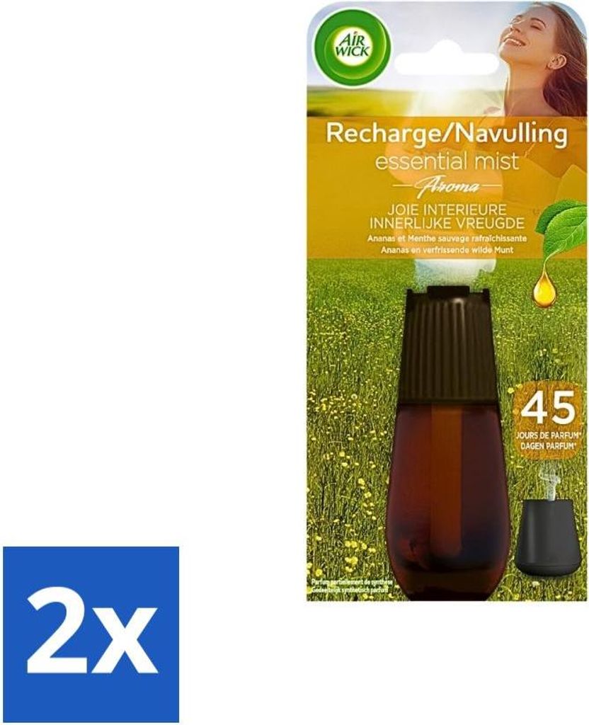 Air Wick Essential Mist – Nachfüllpackung – Glück – Ananas & Wilde Minze – 20 ml - Vorteilspack - 2 Stücke