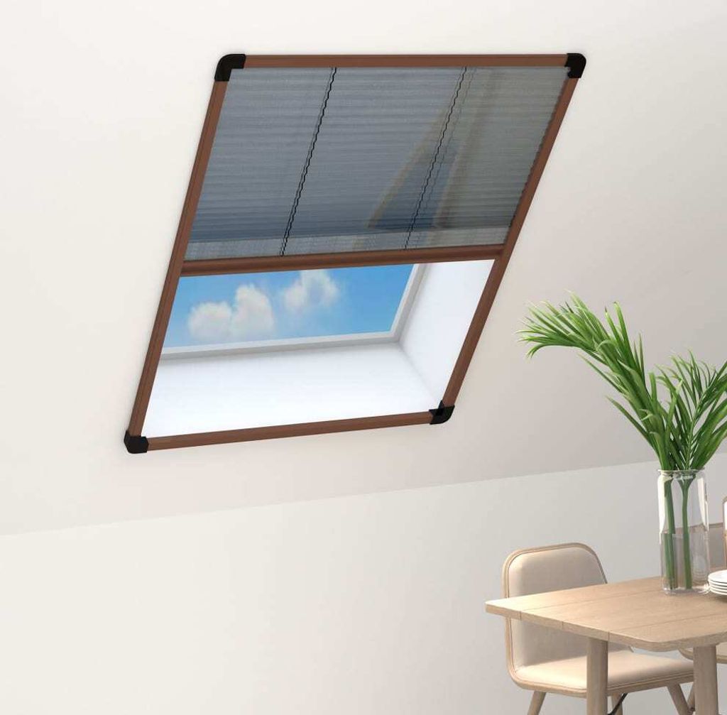 Möbel Glamour Insektenschutz-Plissee für Fenster Aluminium Braun 60x80 cmHome - Braun