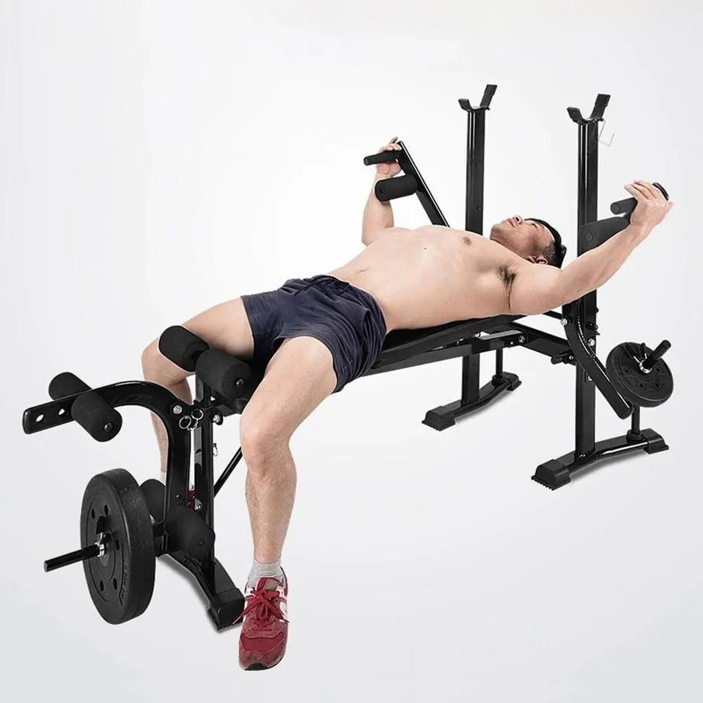 Appareil musculation corps complet avec kit développé couché noir robuste - 9
