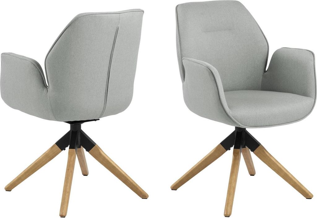 Armstuhl Esszimmerstuhl Polsterstuhl Küchenstuhl Stuhl Sitzmöbel "Aurelie I" Hellgrau