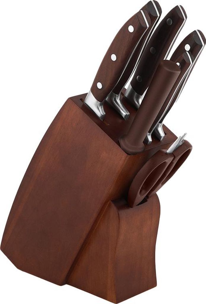 SOLTAU 8-teiliges Messerblock-Set, Messerblock aus Holz und Messer aus Edelstahl