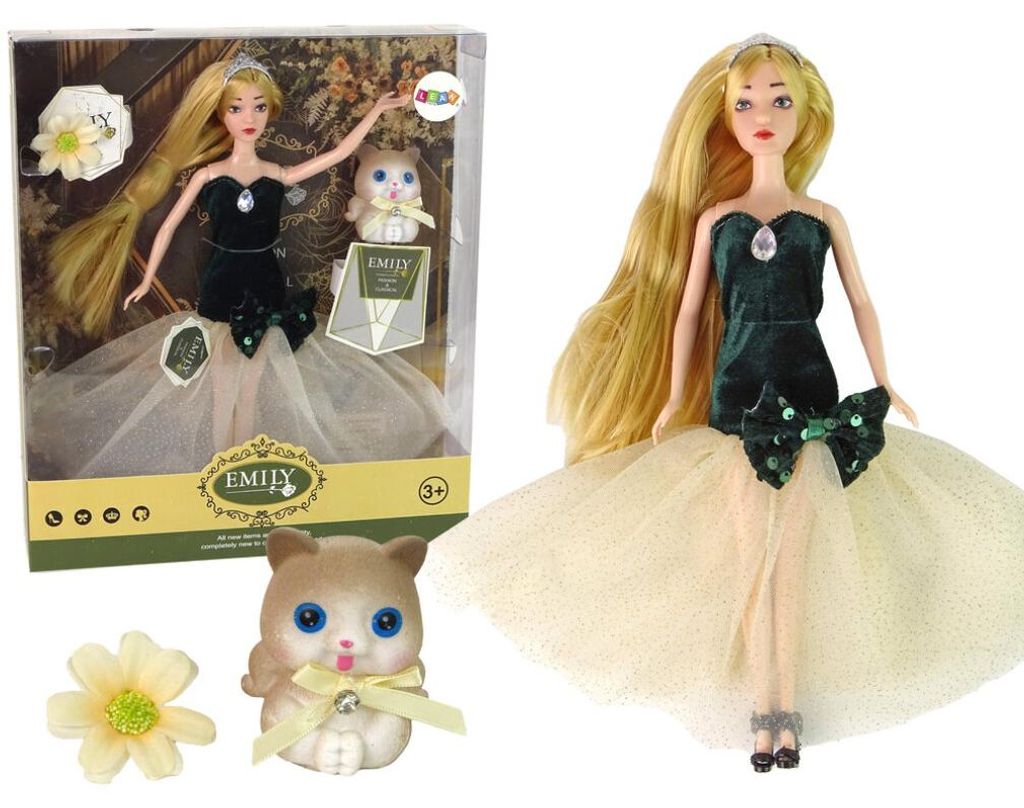 Leantoys Emily Baby Puppe Langes Haar Katze Blume