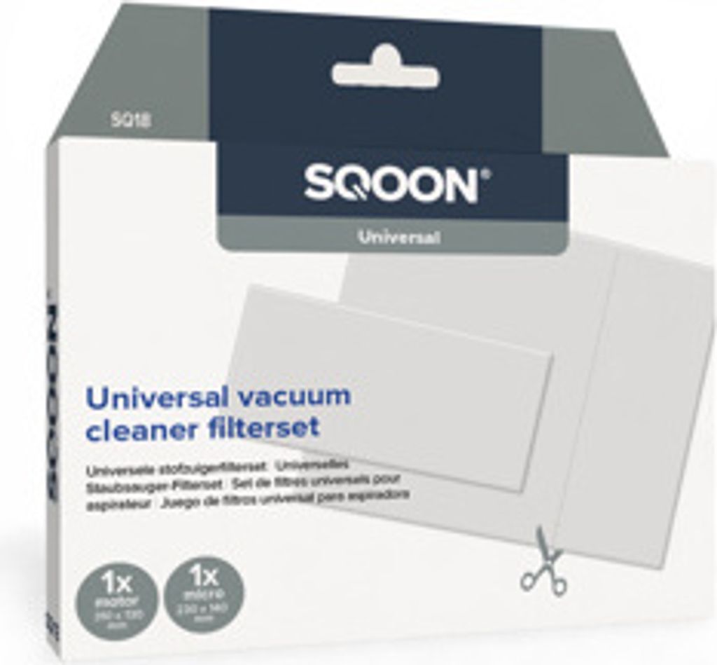 SQOON Universelles Filterset Motorfilter 130×310 mm & Mikrofilter 140×230 mm, Waschbar, Zuschneidbar & Wiederverwendbar, Hochwertige Ersatzfilt...