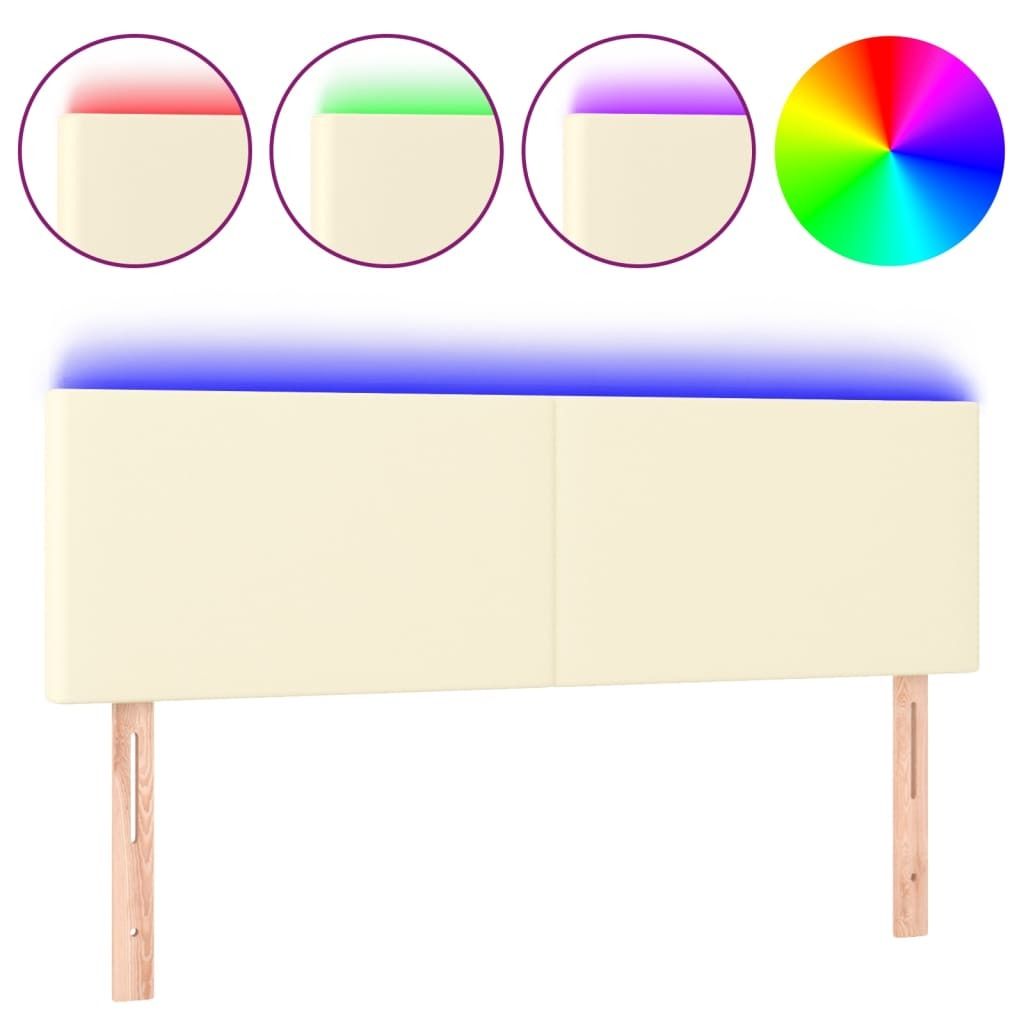 LED Kopfteil Creme 144x5x78/88 cm Kunstleder