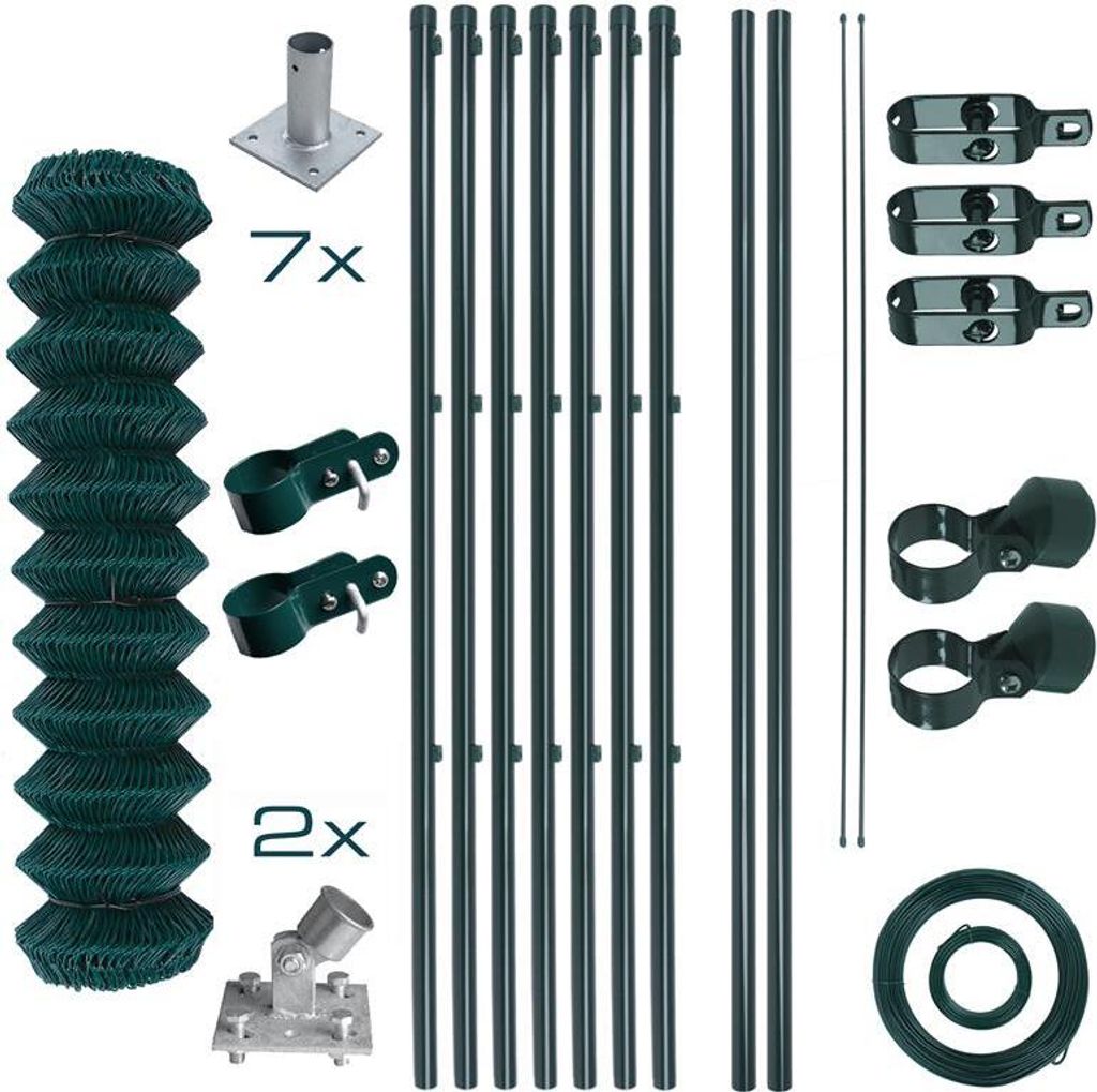 Maschendrahtzaun Komplettset 1,25 x 15 m Zaunset Gartenzaun Produktbild 