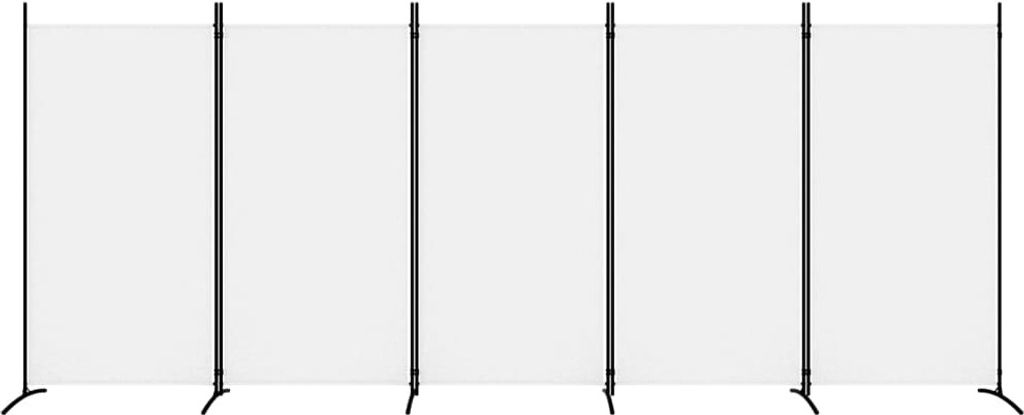 (Robust Möbel) 5-tlg. Paravent Weiß 433x180cm Stoff - CL638958 - Paravents