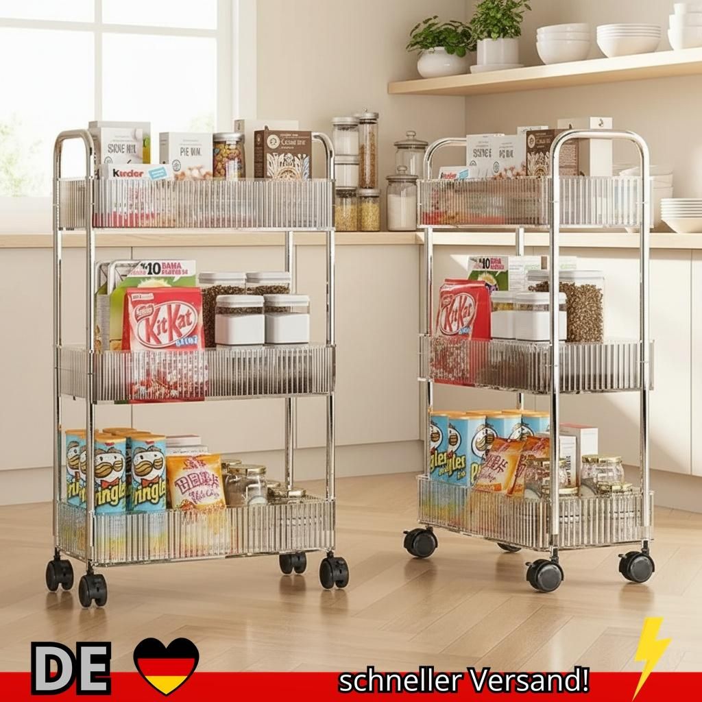 Mobiles Regal mit Rad Mehrschichtiges Lagerregal Heimwagen für Snacks