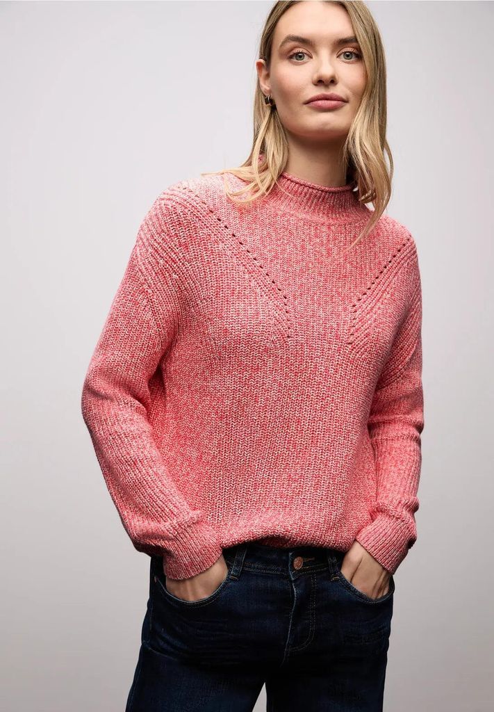 Street One Strickpullover 'Mouline Pullover', A303698, striking coral, Gr. 42