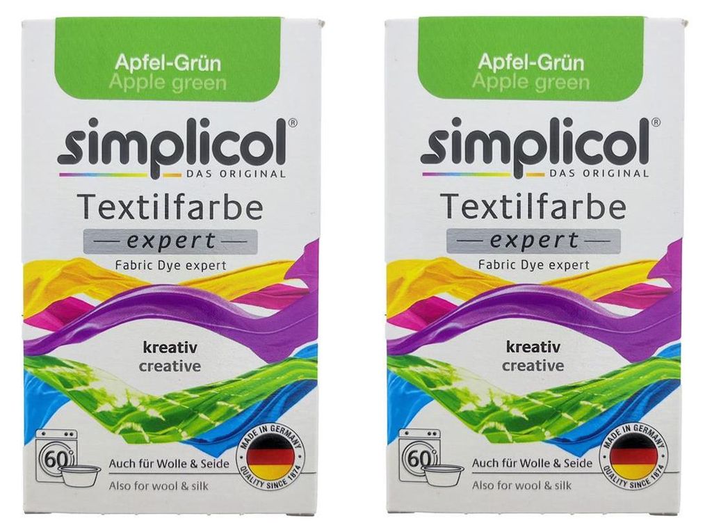 2er Pack Simplicol Textilfarbe Expert Apfel-Grün 150g Produktbild 