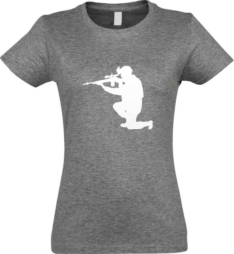 Kiwistar - T-Shirt tailliert - Damen - Graumeliert - Armee - Motiv 2 - Special Forces - mit Motiv Bedruckt - Funshirt Design - Sport - Freizeit - D...