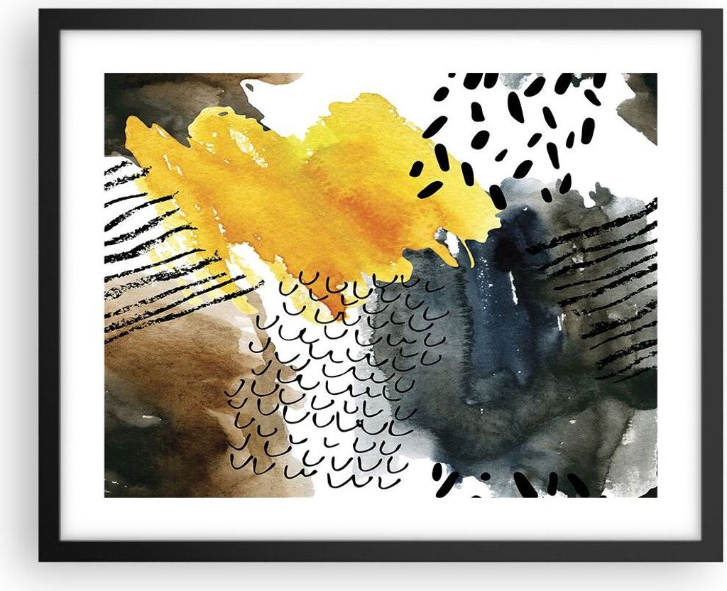 Gerahmtes Poster - Schwarzer Rahmen - Abstraktion Muster Flecken - 50x40 cm - Wand Bild - Wanddeko - Wandbilder - Wandposter - Bilderrahmen - Bilde...