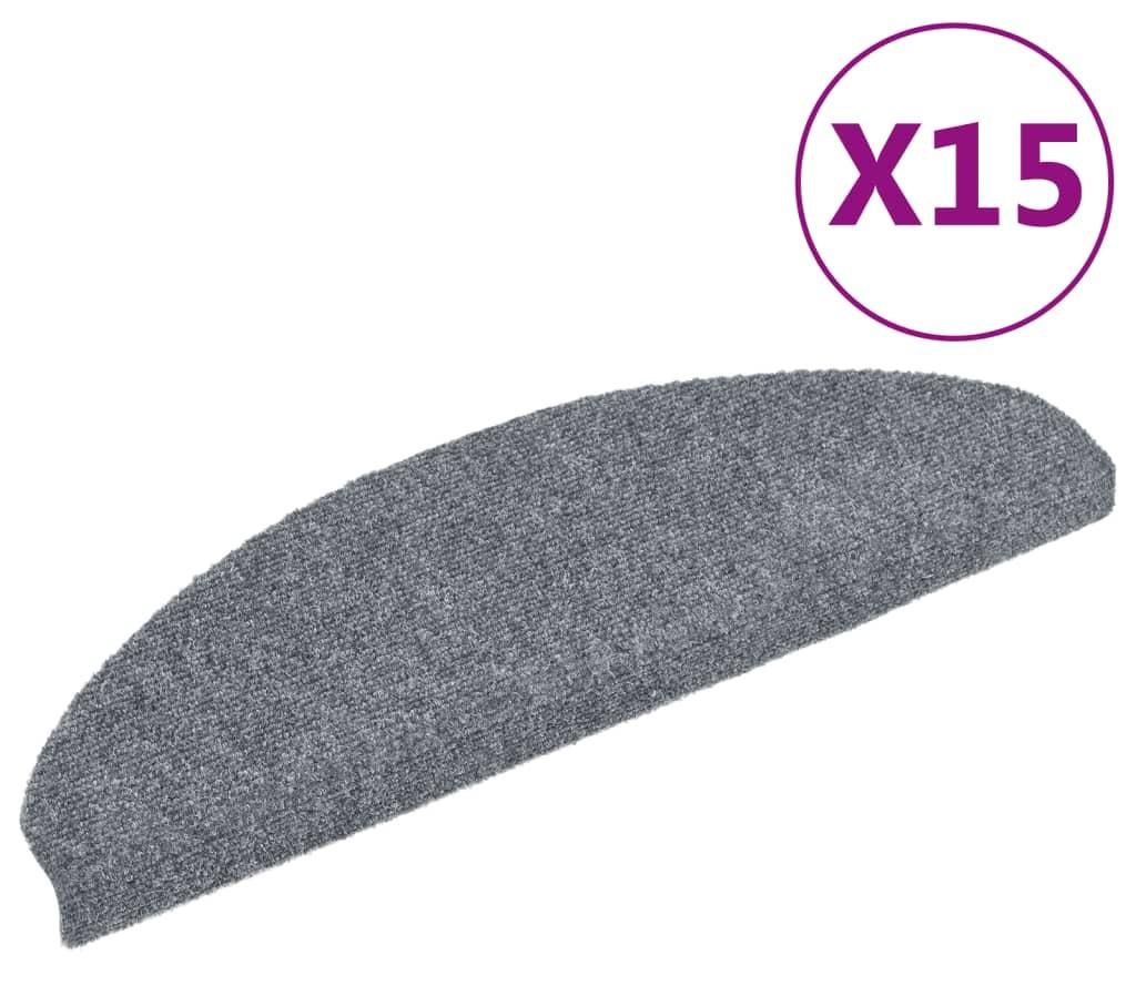 vidaXL Tappetini autoadesivi 15 pezzi 65x21x4 cm Grigio Immagine del prodotto 