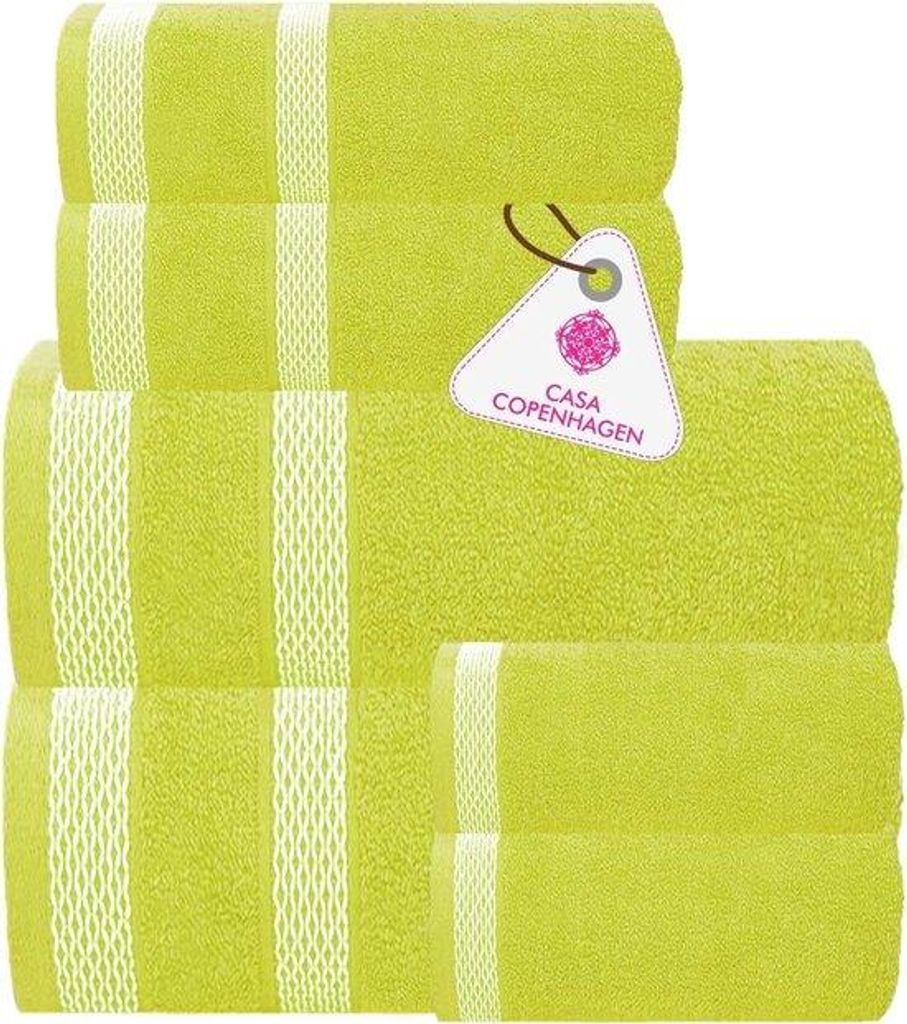 Badezimmer-Set, 600 g/m², 6-teilig, 2 Badhandtücher, 2 Handtücher, 2 Waschlappen, 2-teilig, leuchtend grün