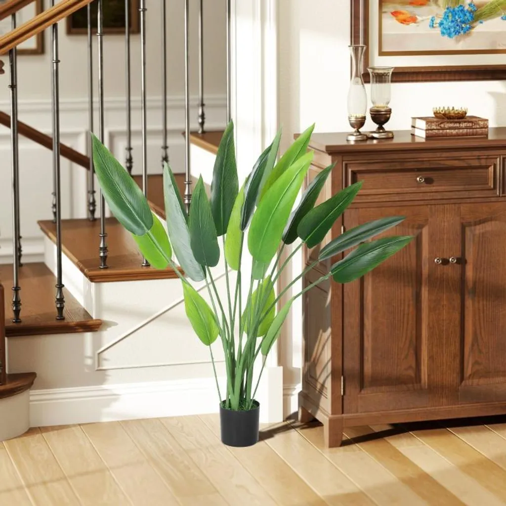 Fortuna Lai Uccello del paradiso artificiale grande 110 cm Pianta artificiale, plastica Piante artificiali Uccello del paradiso realistico, albero artificiale in vaso con erba artificiale, muschio artificiale per soggiorno e camera da letto - 2