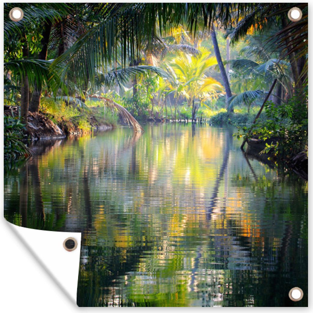 MuchoWow 50x50 cm Outdoor-Poster Gartendeko Sichtschutz Garten Poster für den Garten Tropische Reflexion