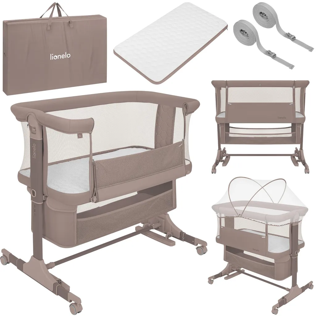 Lit de bébé 3 en 1 Lionelo Jodie réglable en hauteur coloris Beige Taupe