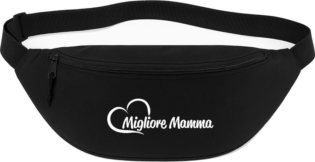 Huuraa Bauchtasche Migliore Mamma Cuore 2,5 Liter Black Polyester Crossbody Bag Geschenkidee
