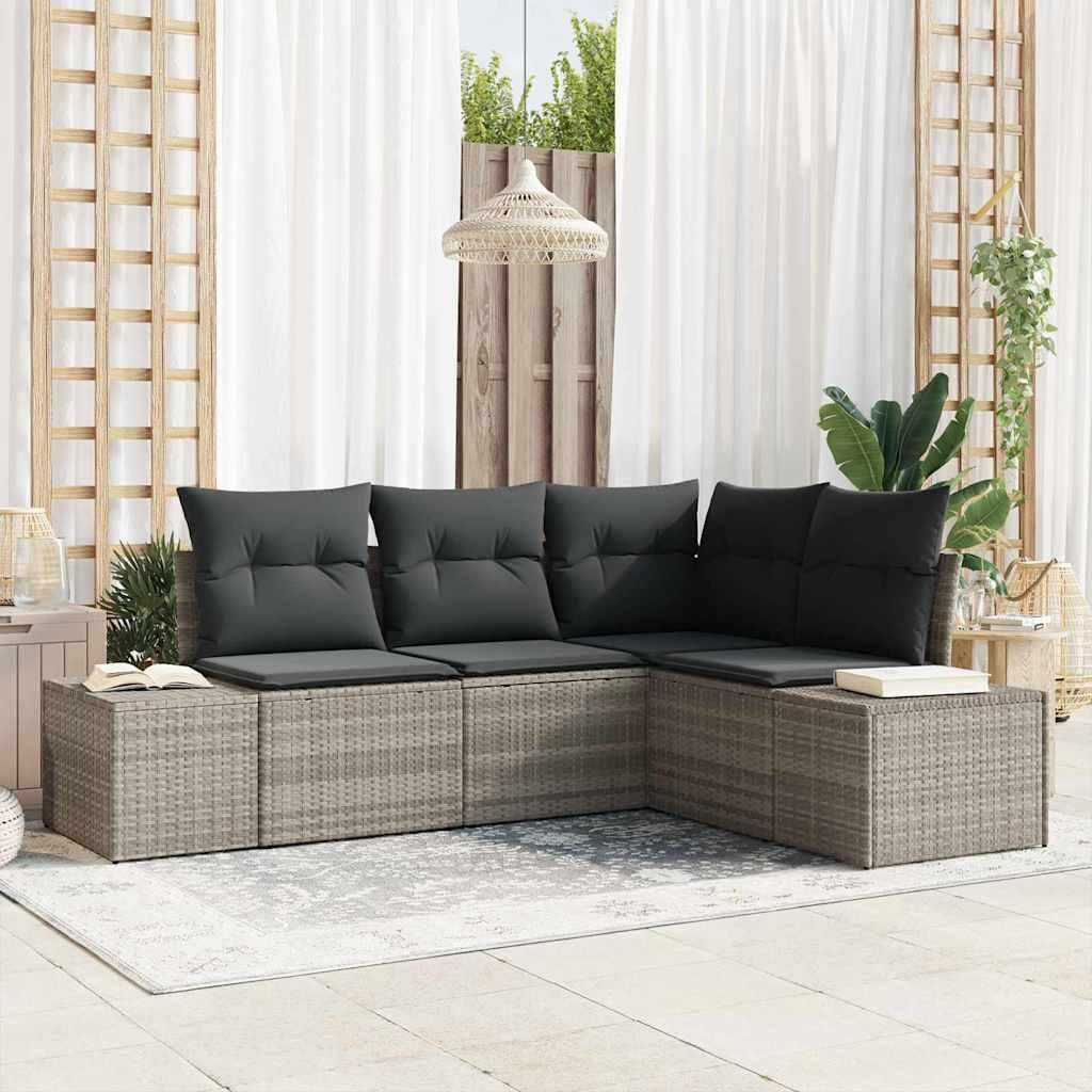 Maison Exclusive - Gartensofa-set 4 pcs Hellgrau Poly-Rattan