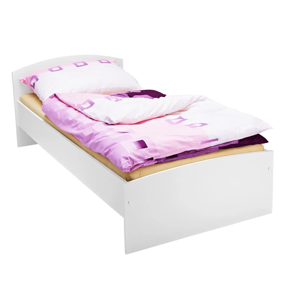 Cadre de lit 1 personne blanc 90x200 - Mobilier de chambre bois massif