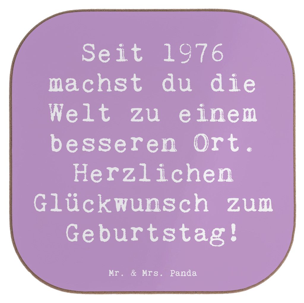 Mr. & Mrs. Panda Tischschoner Spruch 1976 Geburtstag - Lavendeltraum - Geschenk, zuneigung, Happy Birthday, Untersetzer Tasse, Holzuntersetzer, Geb...
