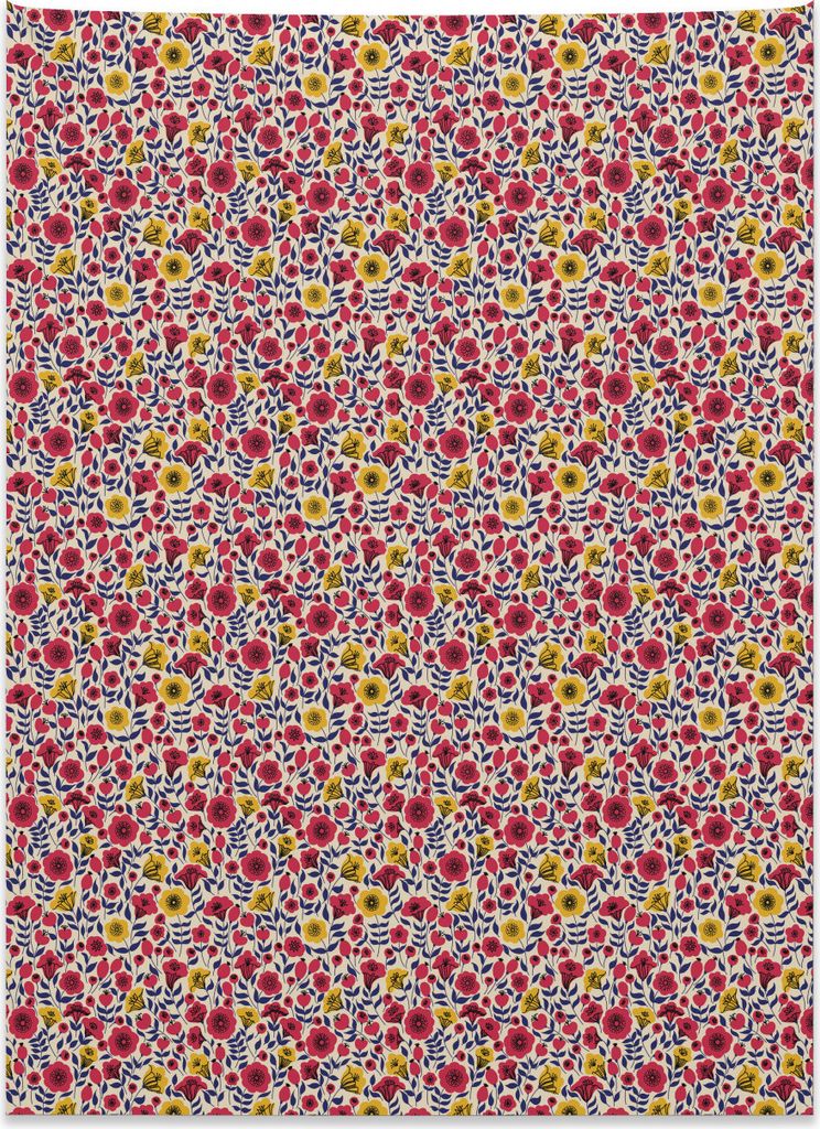 Abakuhaus Garten-Kunst Wandteppich, Blühende Blumen aus Weiches Mikrofaser Stoff Kein Verblassen Klare Farben Waschbar, 110 x 150 cm, Mehrfarbig