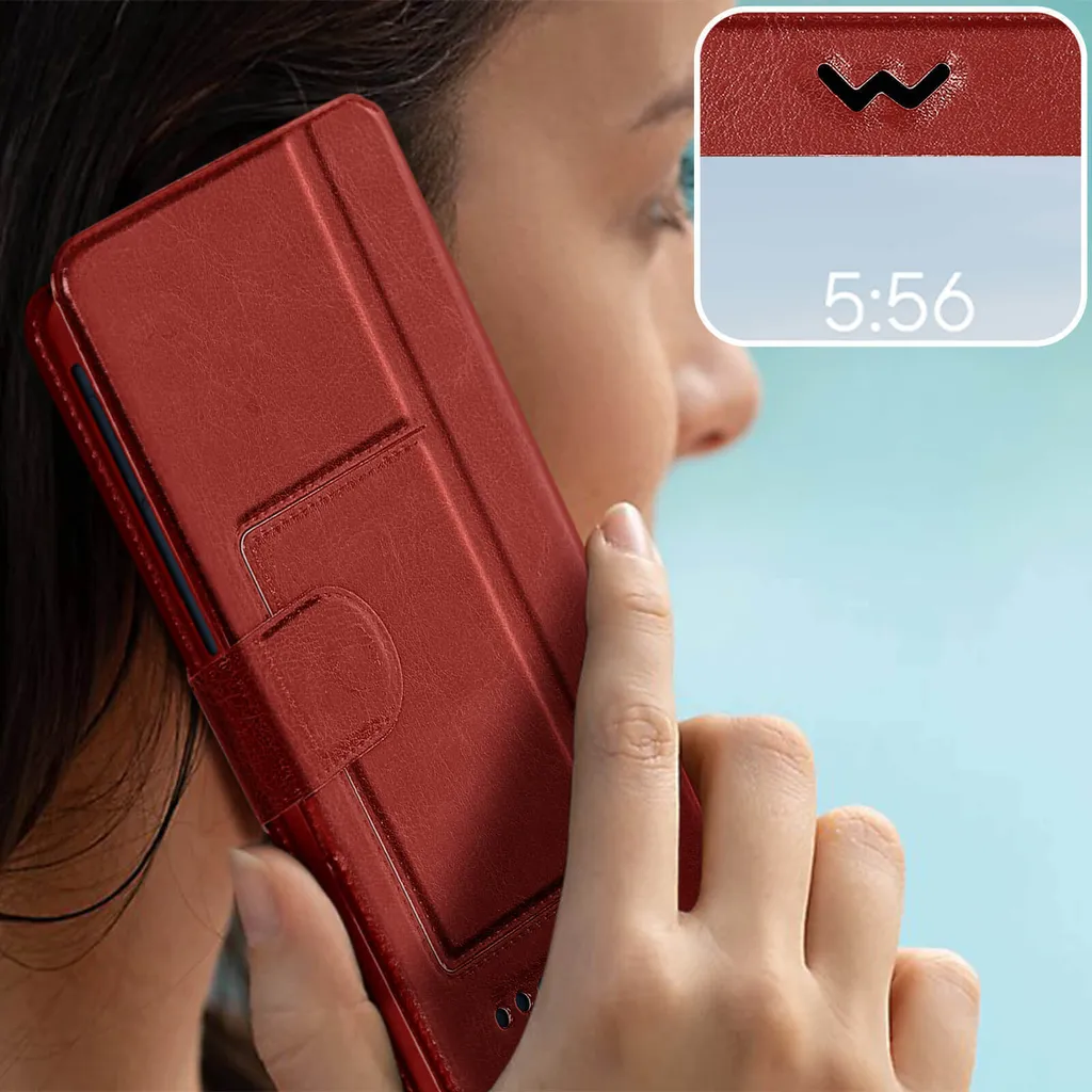 Cover Universale Smartphone Rossa 120x126x63mm con Doppia Finestra Display - 4