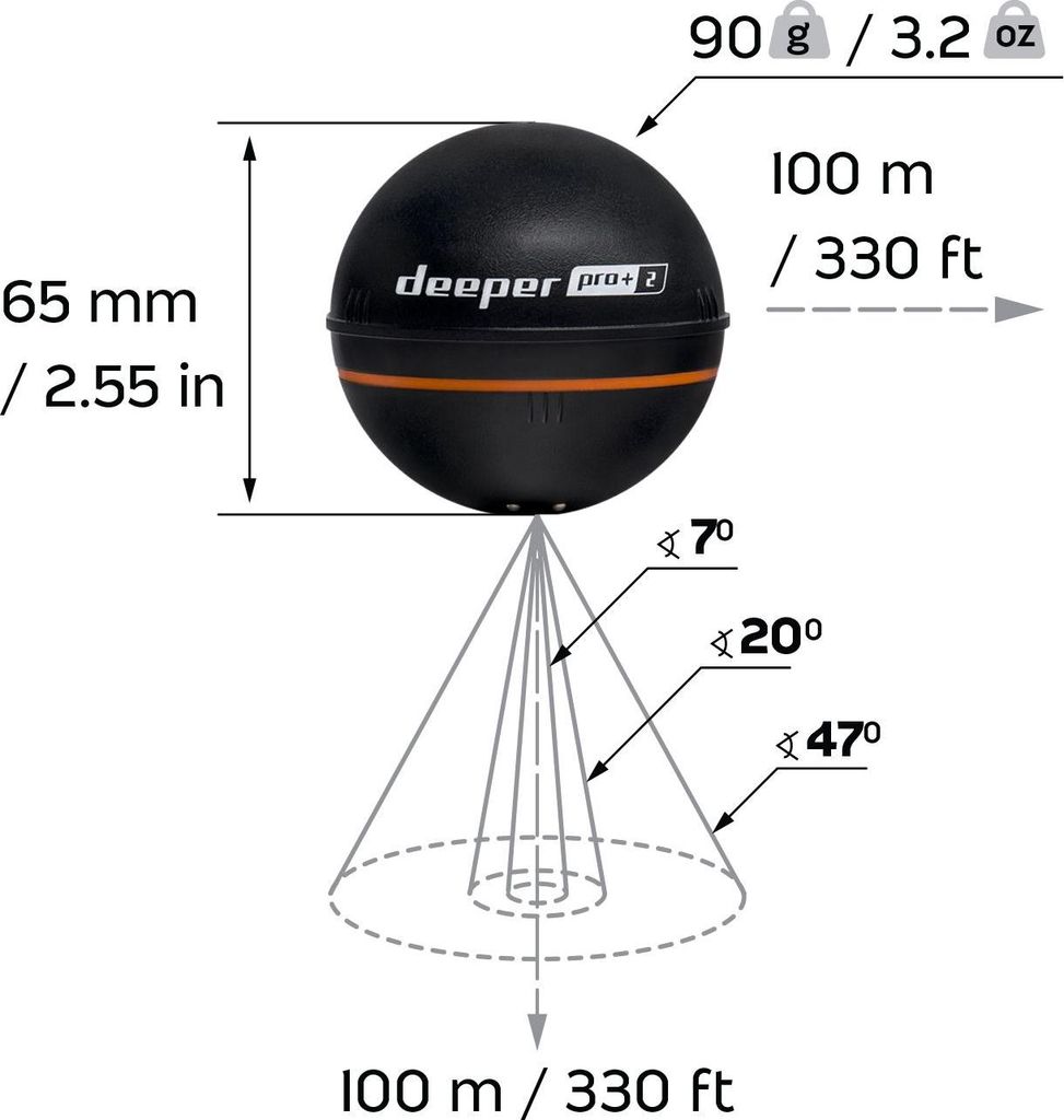 Deeper Smart Sonar PRO+ 2 fish finder 100 m Zdjęcie produktu 