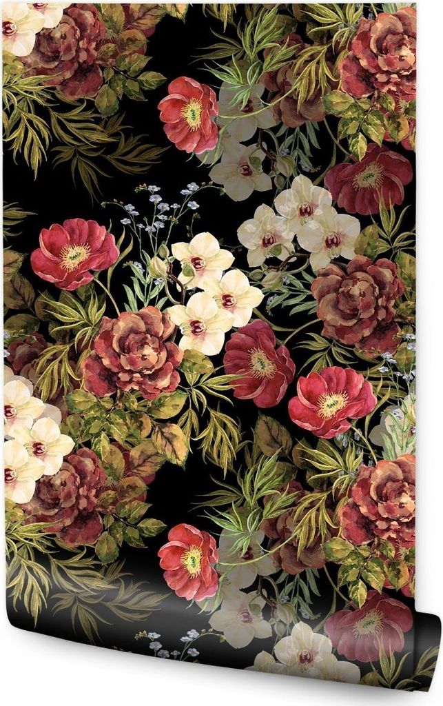 10m VLIES TAPETE Rolle Auf einem Rollen Aquarell Blumenstrau§ von Pfingstrosen Blumen 6586